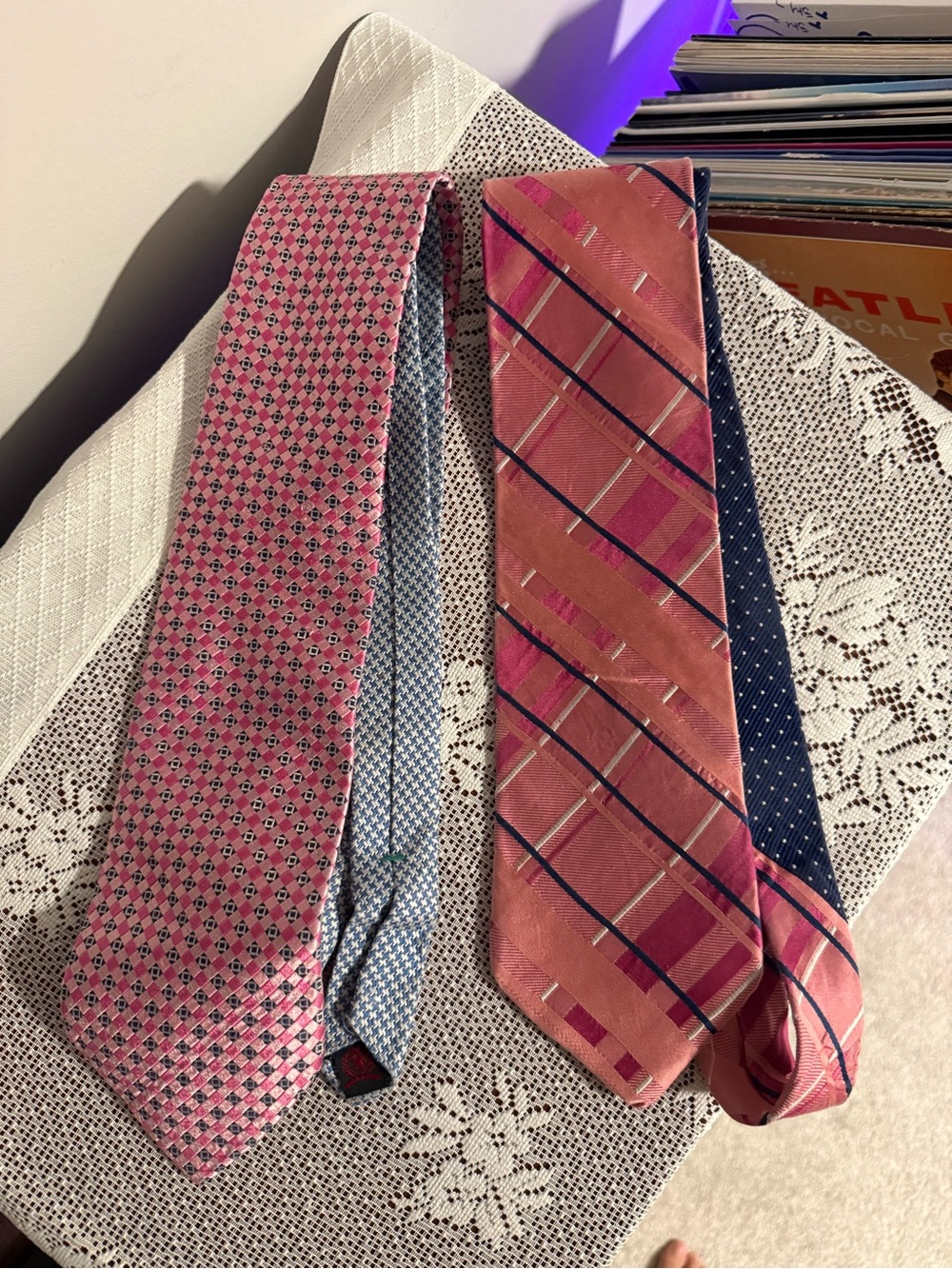 Two Tommy Hilfiger Classic Pink Patterned Men's Necktie